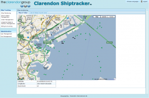 A screenshot of the Shiptracker Java EE Software with a map of Tokyo in the center